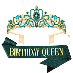 COCIDE bandeau anniversaire or vert: accessoire élégant pour célébration et photos.