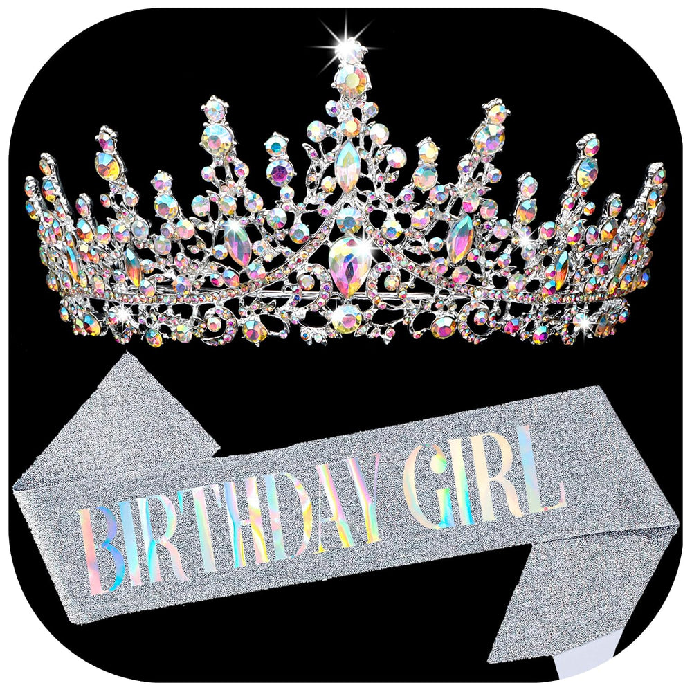 COCIDE sash anniversaire avec couronne argentée, parfait pour une photo de princesse à la fête