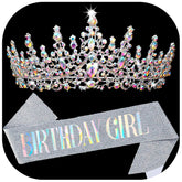 COCIDE sash anniversaire avec couronne argentée, parfait pour une photo de princesse à la fête
