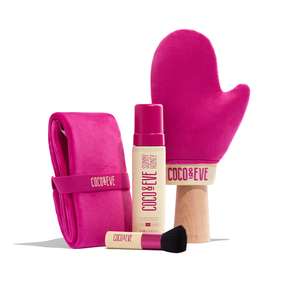 Coco & Eve Bali Bae coffret autobronzant, présentation du coffret complet pour bronzer naturel.