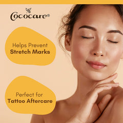 COCOCARE cocoa butter stick on dry skin demonstrating nourishing hydration.