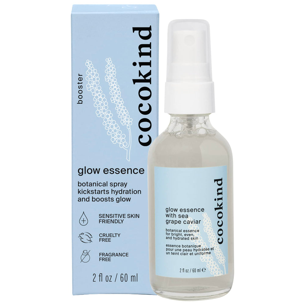 Cocokind Glow Essence, brume visage hydratante apportant fraîcheur et éclat.