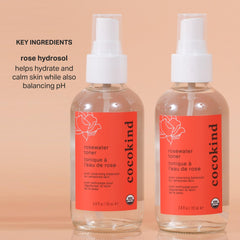 Cocokind tonique eau de rose : brume apaisante pour visage et cuir chevelu.