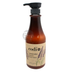 Lotion CODi à la lavande pour mains et corps, hydratation durable et parfum apaisant.