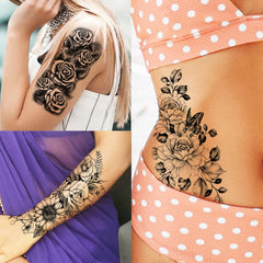 Tatouage temporaire COKTAK Tournesol fleur 3D, coloration vive et longue tenue.