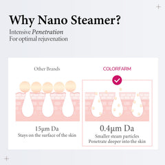 Colorfarm Steamer nano ionique ouvre les pores pour un visage plus réceptif.