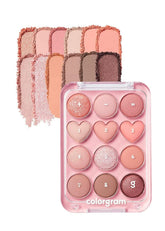 COLORGRAM Pin Point Eyeshadow: teintes pêche-corail matte pour un regard doux et naturel.