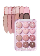 COLORGRAM Pin Point Palette yeux rose et mauve : fini mat durable.