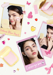Colorgram sebum retouching blur pact matte finish swatch highlights smooth skin