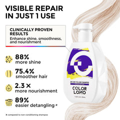 Cheveux blond avant l’utilisation du Shampoing Violet COLORLOMO