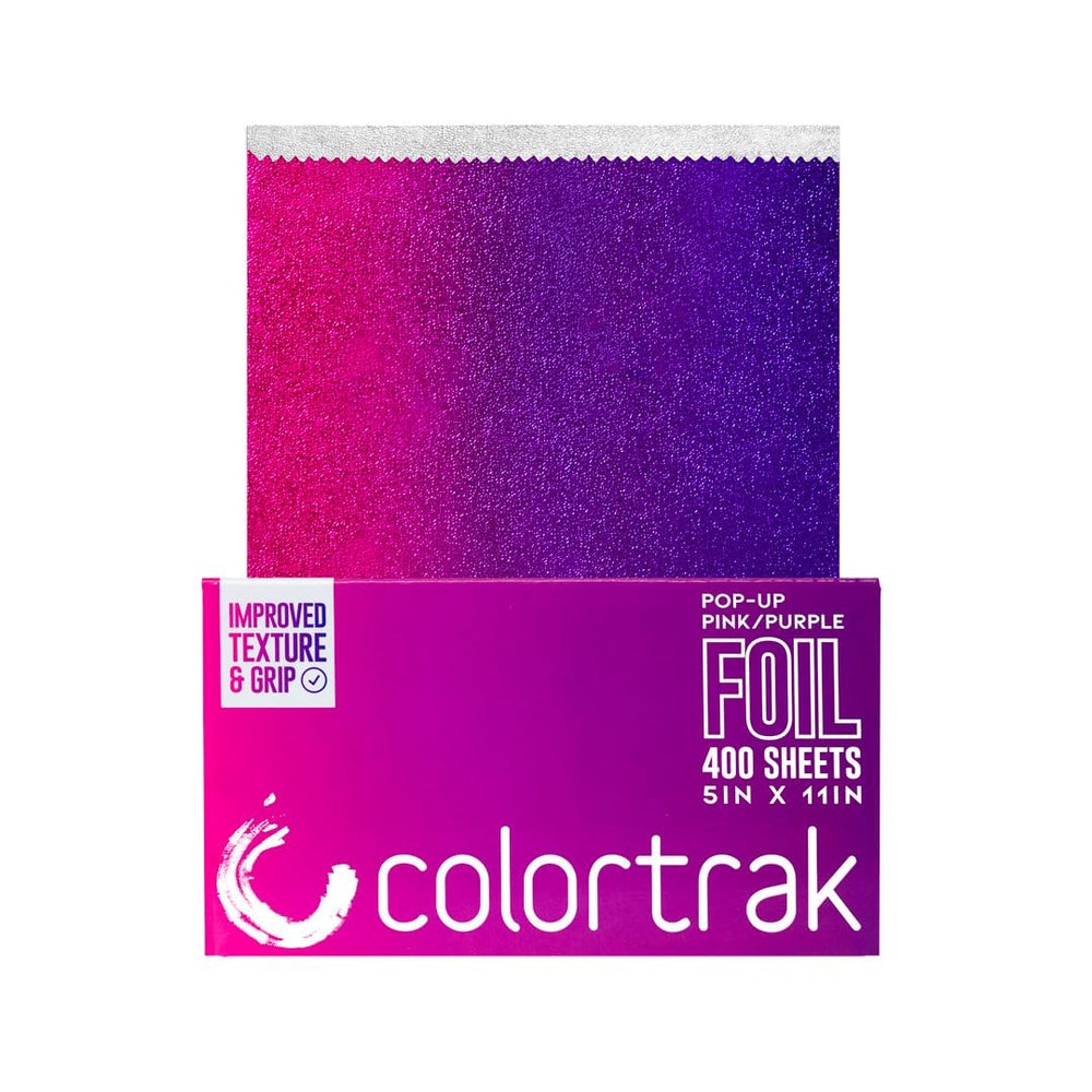 Colortrak feuilles aluminium gradient dégradé dans distributeur rose violet, pratique pour balayage précis