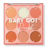 ColourPop Baby Got Peach palette front view with peachy tones for versatile day-to-night looks.