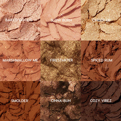 ColourPop Feelin' Toasty matte swatches show blendable colors for soft or bold eyes.