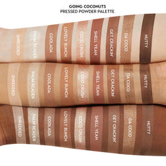 ColourPop Going Coconuts: swatches visibles sur peau pour évaluer les teintes.