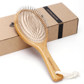 Combetter brosse en bambou avec poils en acier pour masser le cuir chevelu et donner de la fraîcheur