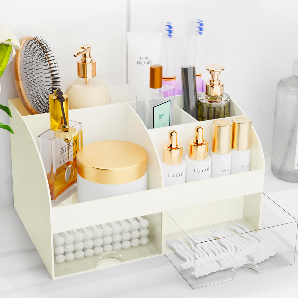 COMFYROOM Organisateur maquillage avec tiroirs ivoire pour coiffeuse