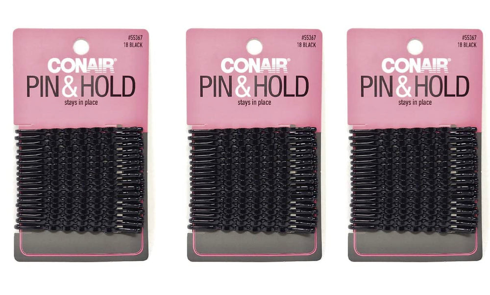 Pins Scunci noirs – ensemble de 3 paquets de 18 pour un maintien fiable.