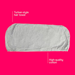 Conair turban coton enroulé, texture lisse et réduction des frisottis.