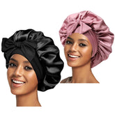 Confvrter bonnet soie dormir rose et noir: confort nocturne et style.
