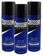 Consort Hair Spray : bouteille 8,3 oz en pack de 3 pour une tenue durable.