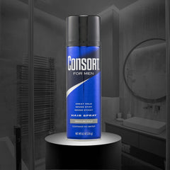 Consort spray-cheveux sans eau, fini léger et propre.