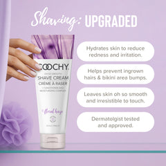 Texture hydratante et veloutée de Coochy Shave Cream pour un rasage doux.