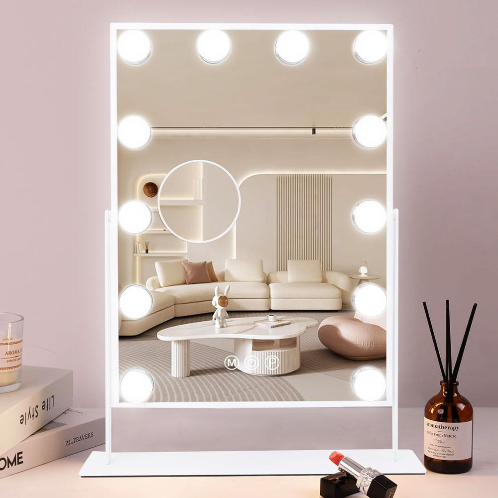 COOLJEEN Miroir Maquillage avec Lumières 12 LED pour un maquillage précis et homogène