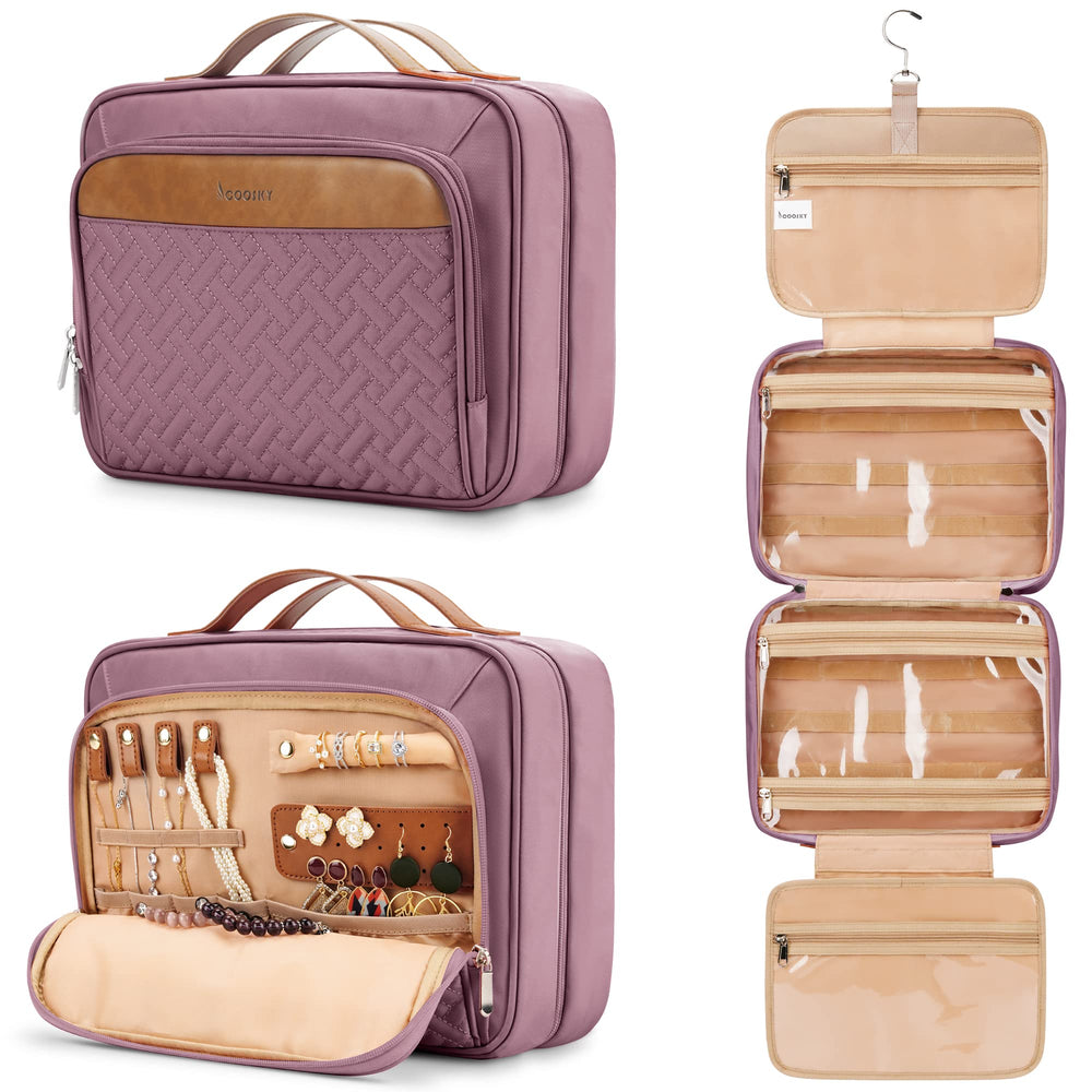 COOSKY sac de toilette suspendu voyage avec crochet 360° pratique en déplacement.