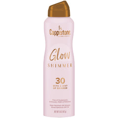 Coppertone Glow: bouteille-brillance, protection UV légère et éclat subtil.