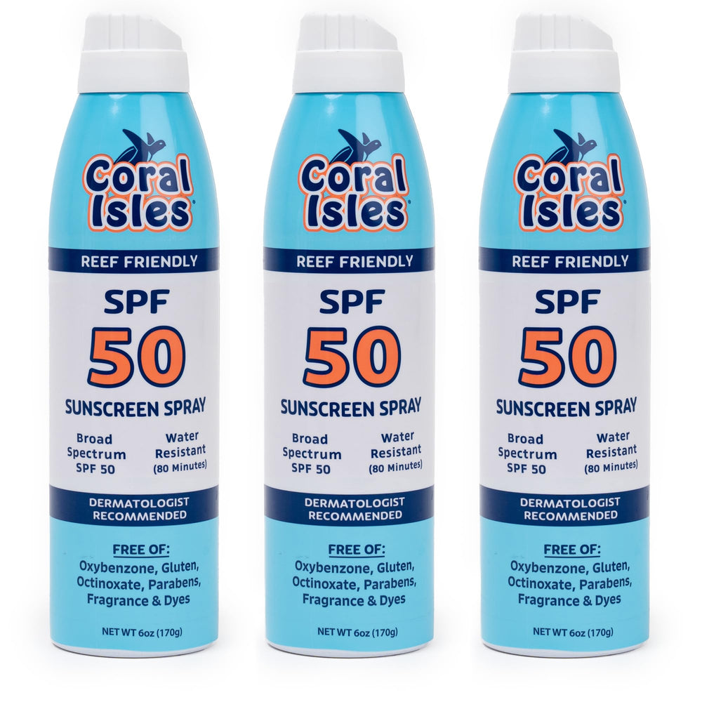 Coral Isles Spray SPF50 pack de 3 bouteilles pratique pour la famille