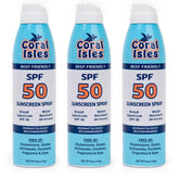 Coral Isles Spray SPF50 pack de 3 bouteilles pratique pour la famille