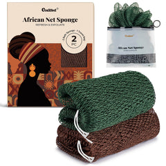 Éponge filet africaine CORATED prête pour la douche, exfoliante et purifiante.