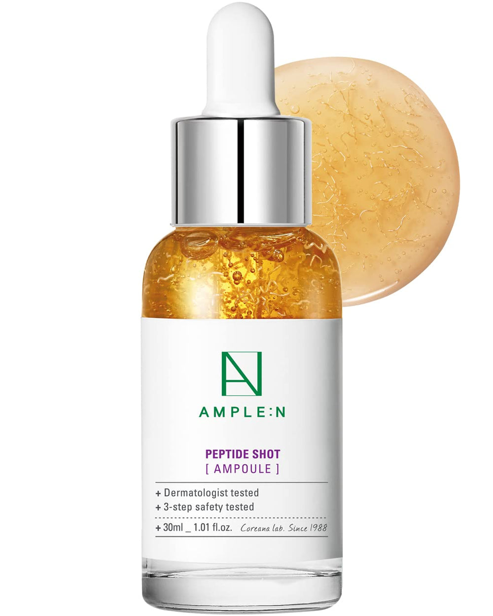 CORÉANA AMPLE:N – bouteille de sérum peptide, favorise l’élasticité et la fermeté.