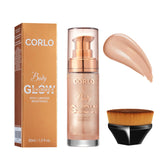 Corlo Body Shimmer Oil, bouteille à paillettes rose doré pour une brillance subtile et durable.