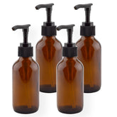 Marque Cornucopia - Bouteilles ambrées avec pompe, lot de 4, idéal pour cosmétiques.