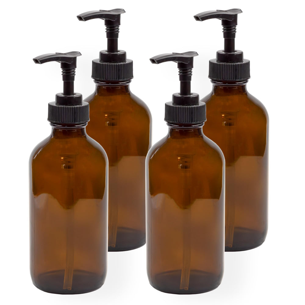 Cornucopia Brands flacon ambré en verre avec pompe noire pack 4.