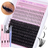 CORUSCATE kit cils 100D en clusters, ensemble complet pour extensions à faire soi-même