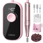 COSLUS foreuse à ongles électrique 40000 tr/min en rose pour des finitions nettes