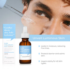 Cosmedica Hyaluronic Acid Serum dispense closeup signaling easy application
