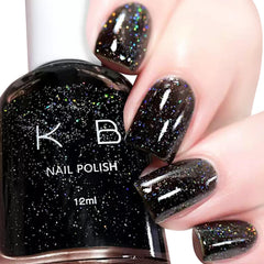 COSMOO vernis noir glitter – bouteille 12 ml prête à briller vos ongles.