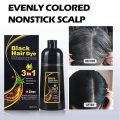 Cosmpro shampoing couleur noir 3 en 1 couvre les gris sans effort.