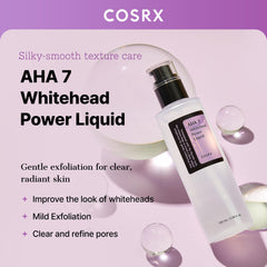 COSRX toner label closeup highlighting ingredients and gentle exfoliation.