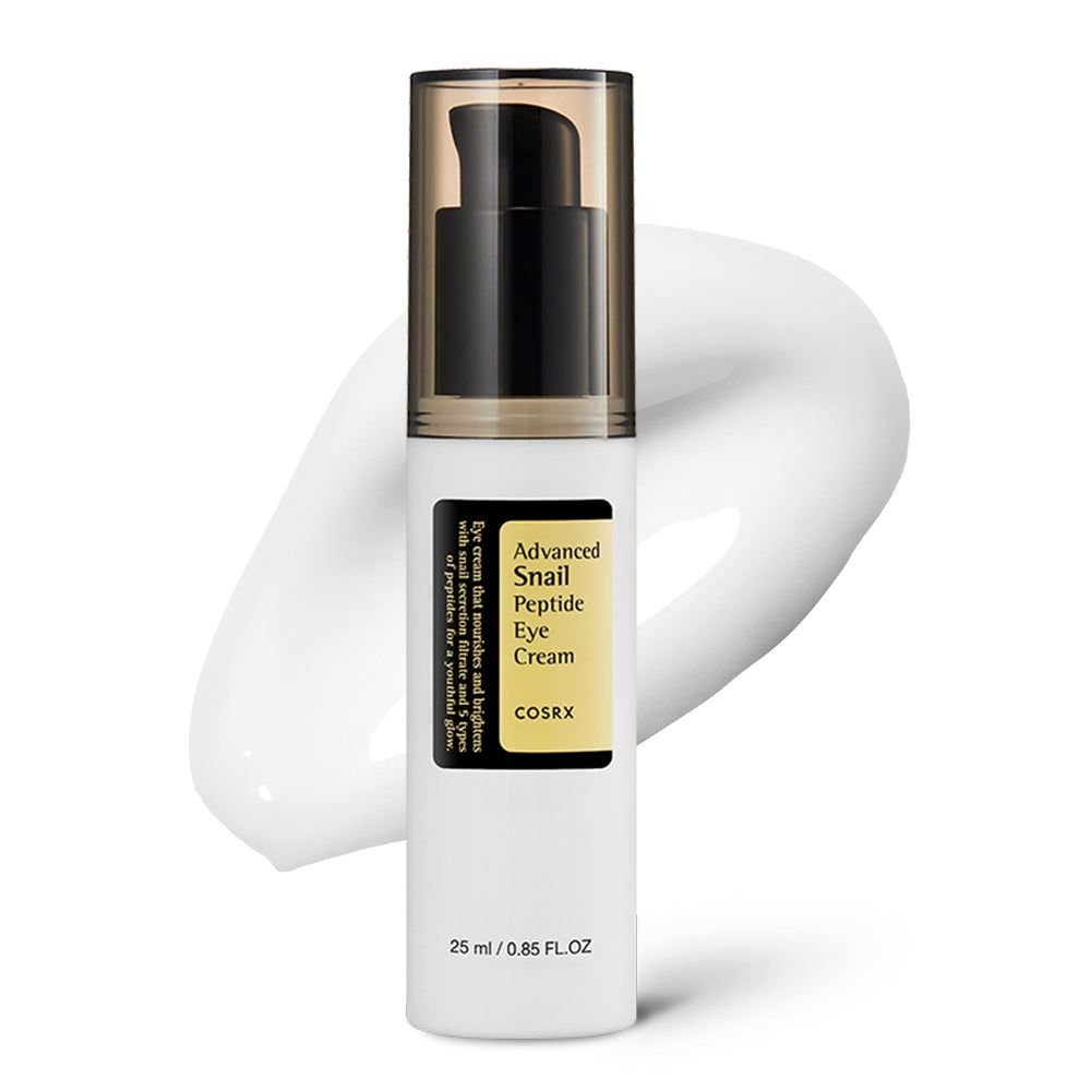COSRX crème yeux mucine escargot et peptides, bouteille pour le contour des yeux.