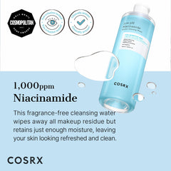 Cosrx eau micellaire Niacinamide, flacon avec étiquette claire