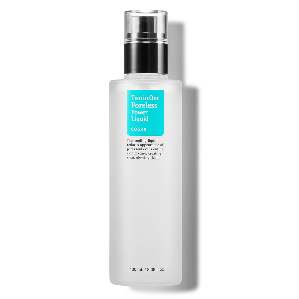 COSRX Liquide Deux-en-Un pour pores serrés, flacon visible, effet resserrant les pores.