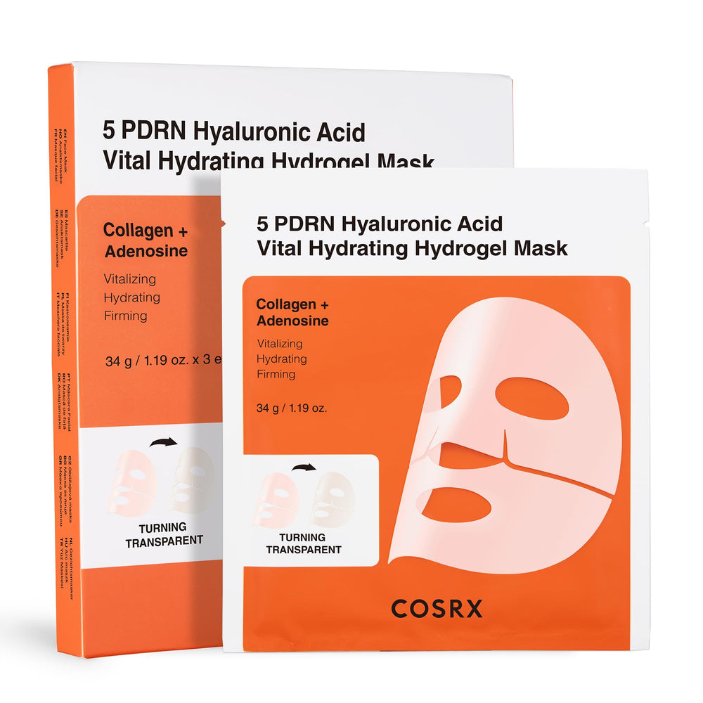 Cosrx masque hydrogel 5PDRN sur boîte, hydratation en profondeur