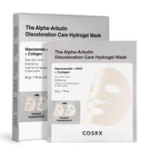 COSRX masque hydrogel alpha-arbutin aperçu avant-après pour un teint plus uniforme.
