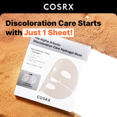 COSRX masque hydrogel alpha-arbutin application visage, potentiel éclat et régénération.
