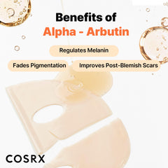 COSRX masque hydrogel alpha-arbutin concentration d’essences, soin ciblé pour la peau.