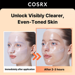 COSRX masque hydrogel alpha-arbutin texture translucide prête à l’application nocturne.